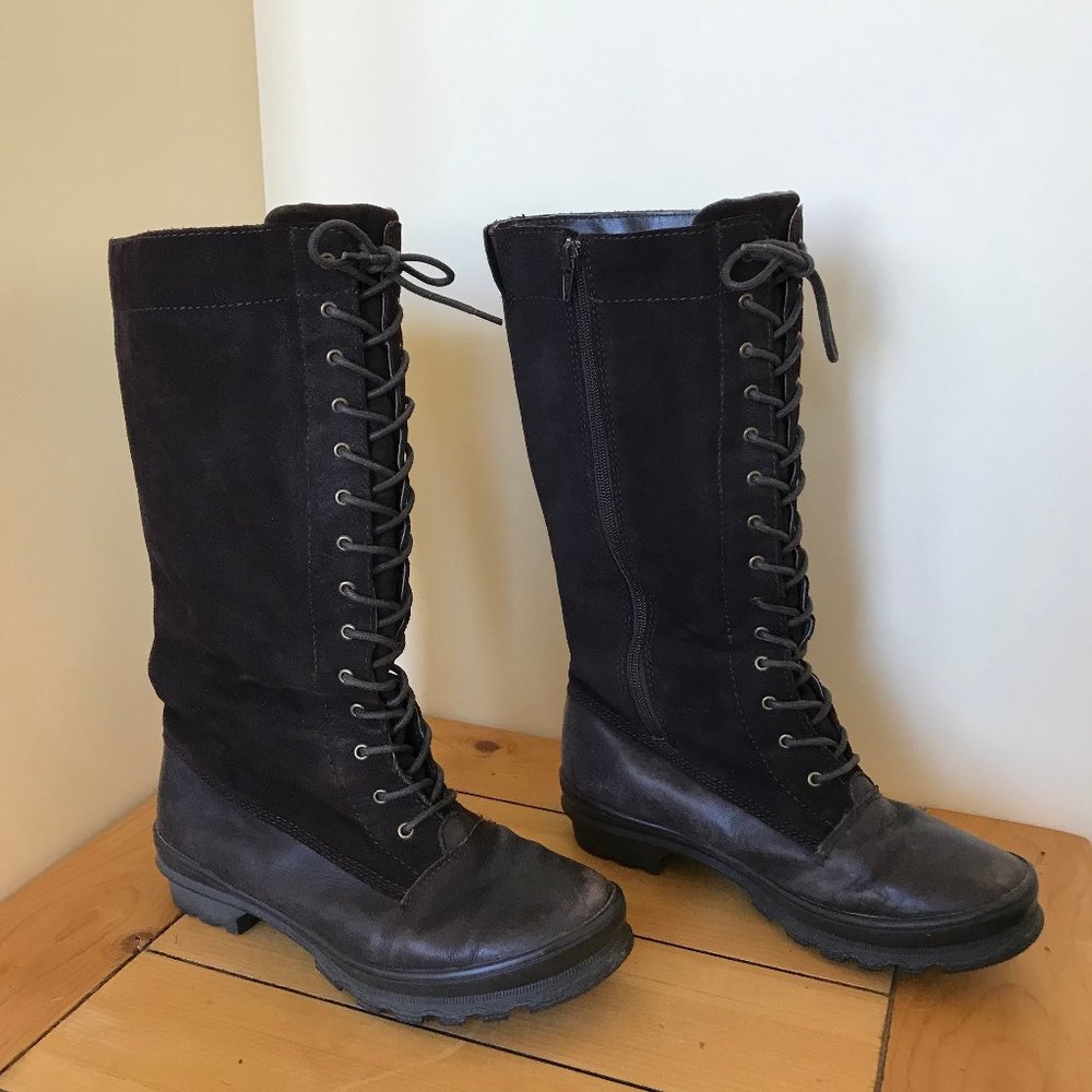 Cougar Portico Dark Brown Leather & Suede Winter Boots Lug Sole
